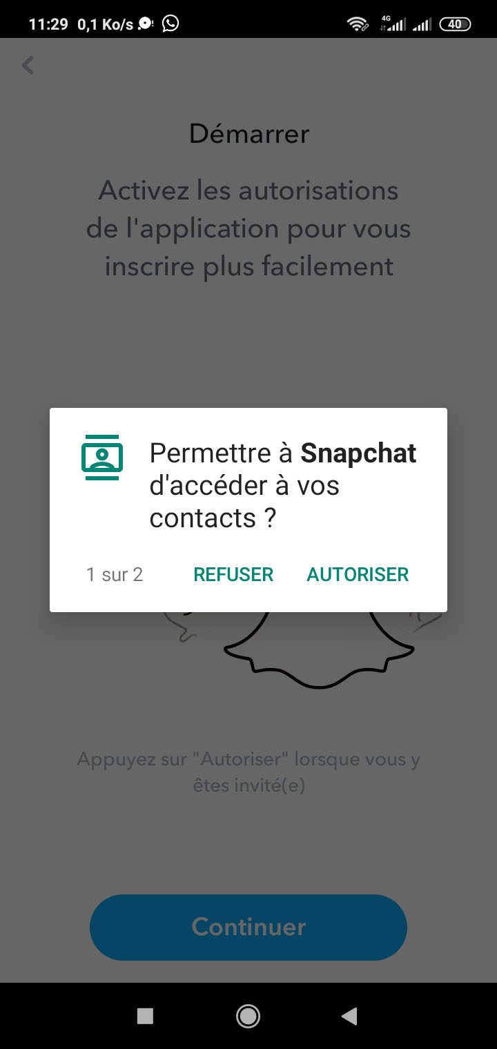 Inscription Snapchat, Créer un compte Snapchat sur smartphone