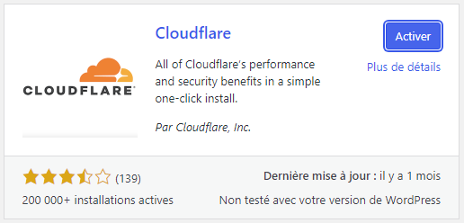 Installer extension Cloudflare