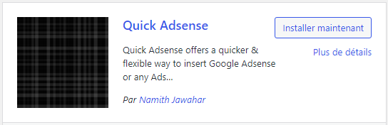 Quick AdSense pour ajouter des publicités AdSense