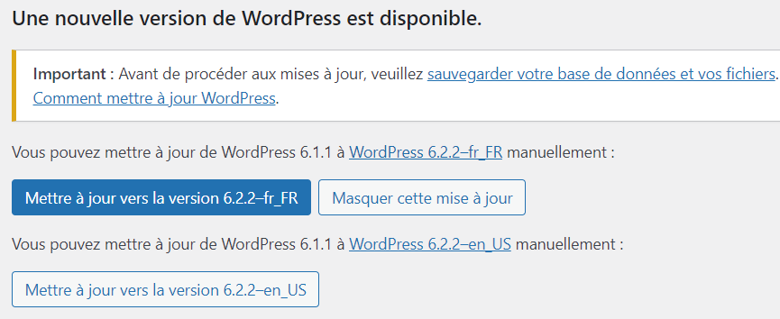 Mettre à jour WordPress manuellement