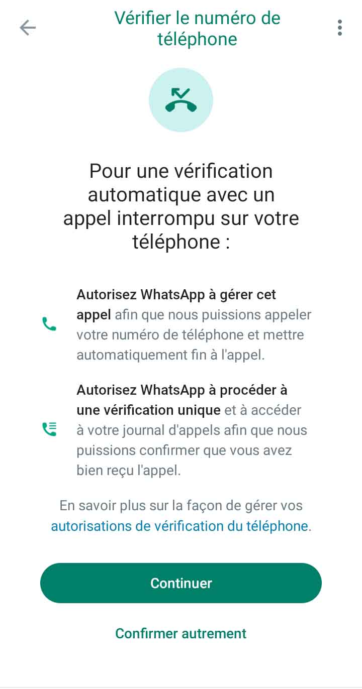Vérification automatique WhatsApp