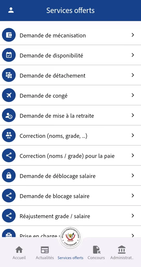 Fonctionnalités App Fonction Publique 